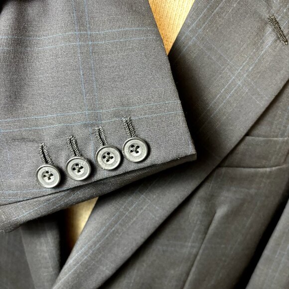 Norman Hilton NWOT Sport Coat Sz 39L Navy Windowpane Slim Fit Blazer Suit Jacket - Picture 10 of 11